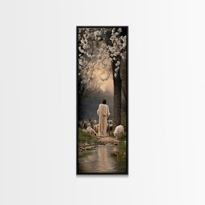 Gathered In Peace – Framed Canvas Print – Narrow Art – Christian Painting – Jesus Canvas Art – Christian Wall Art – Christmas Art – Faith A