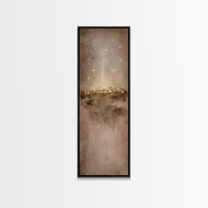 Guiding Star – Framed Canvas Print – Christian Wall Art – Christian Art Canvas – Christmas Wall Art – Narrow Art – Christian Christmas Art