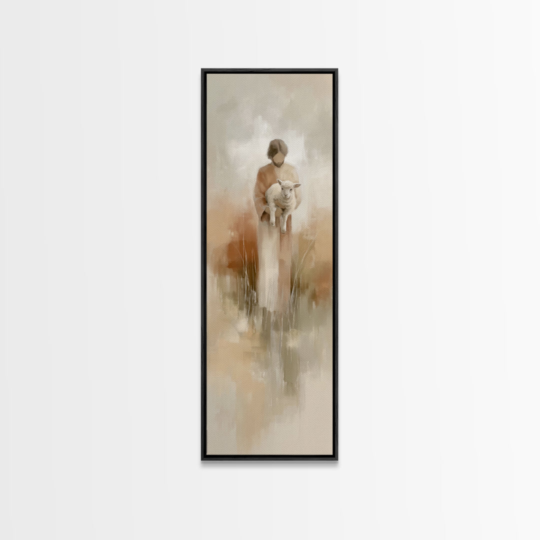 Gentle Lamb Keeper – Framed Canvas Print – Skinny Art – Christian Art Canvas – Jesus Painting – Christian Wall Art – Faith Art