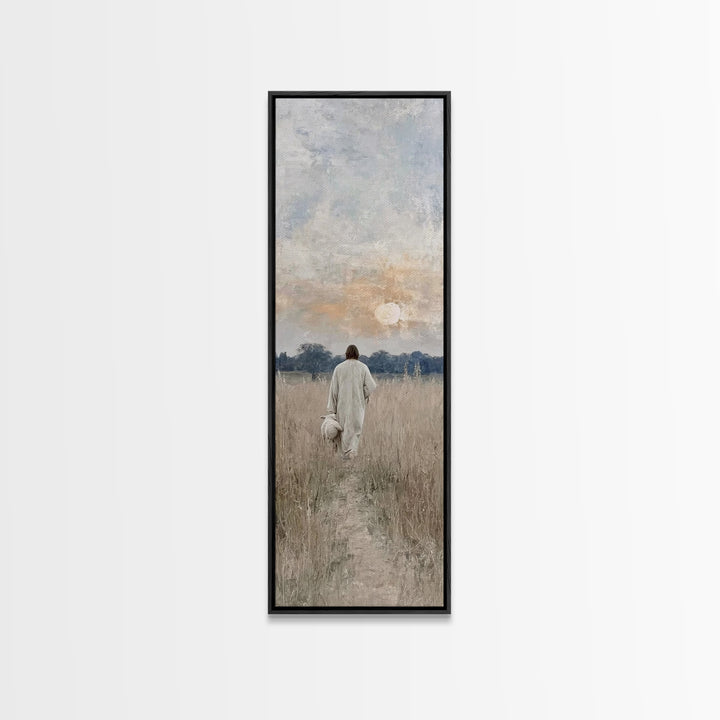 Shepherd’s Promise – Framed Canvas Print – Tall Skinny Art Print – Christian Wall Art – Jesus Painting – Christian Art Canvas – Christian G