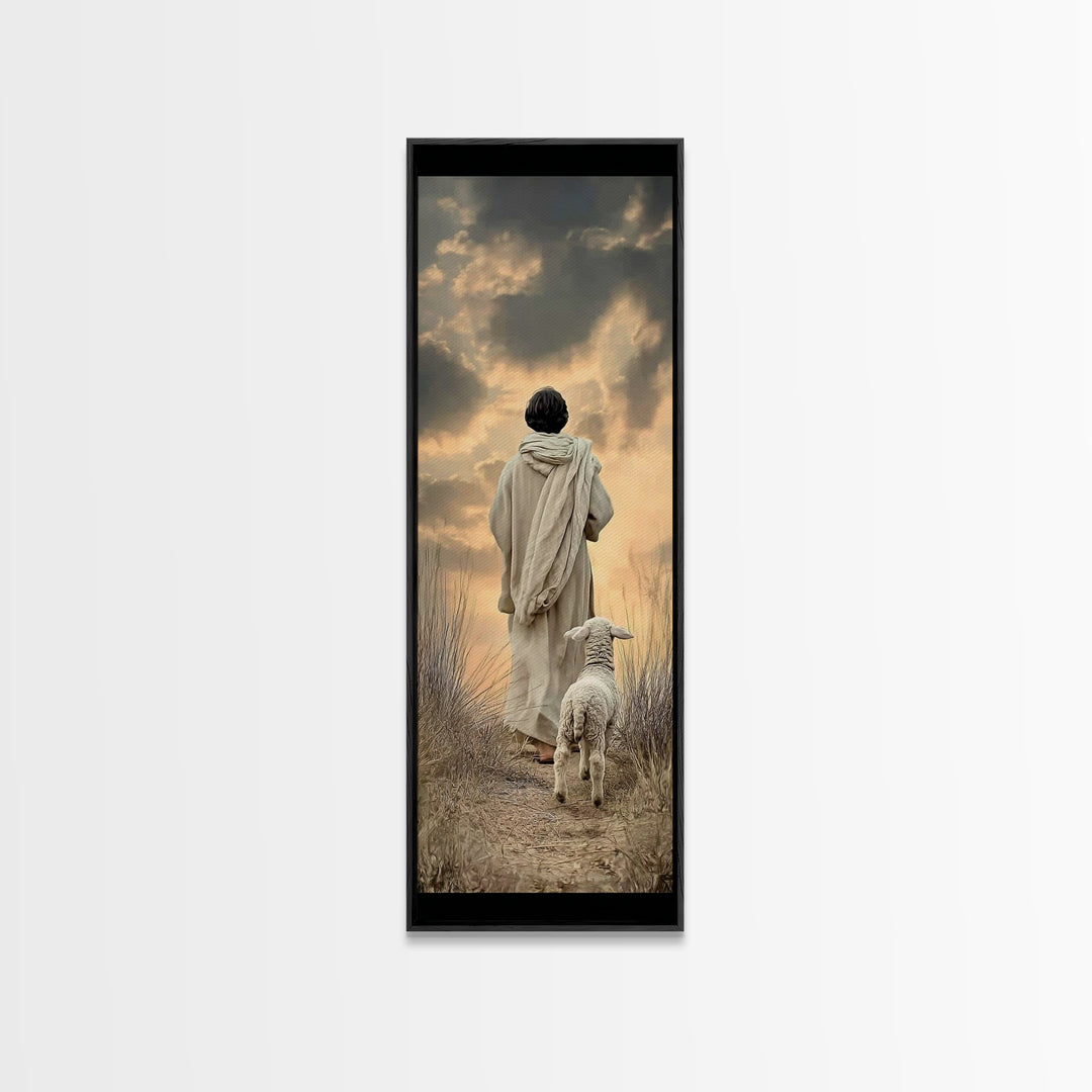 Watching Over Peace – Framed Canvas Print – Tall Narrow Wall Art – Christian Art Canvas – Jesus Painting – Christian Wall Art – Faith Art