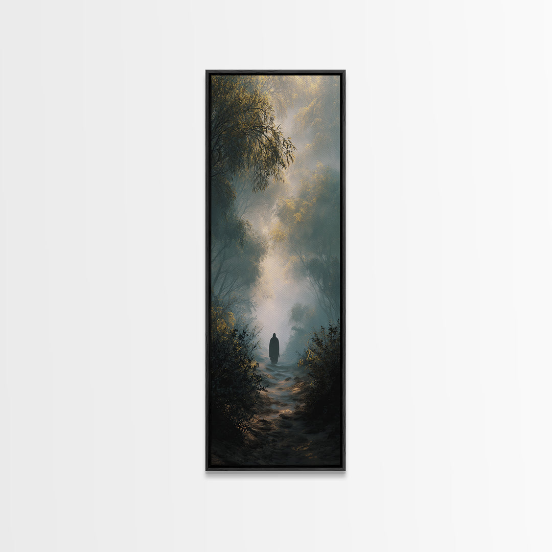 Path Of Grace – Framed Canvas Print – Tall Skinny Art Print – Christian Wall Art – Jesus Painting – Modern Christian Art – Christmas Art