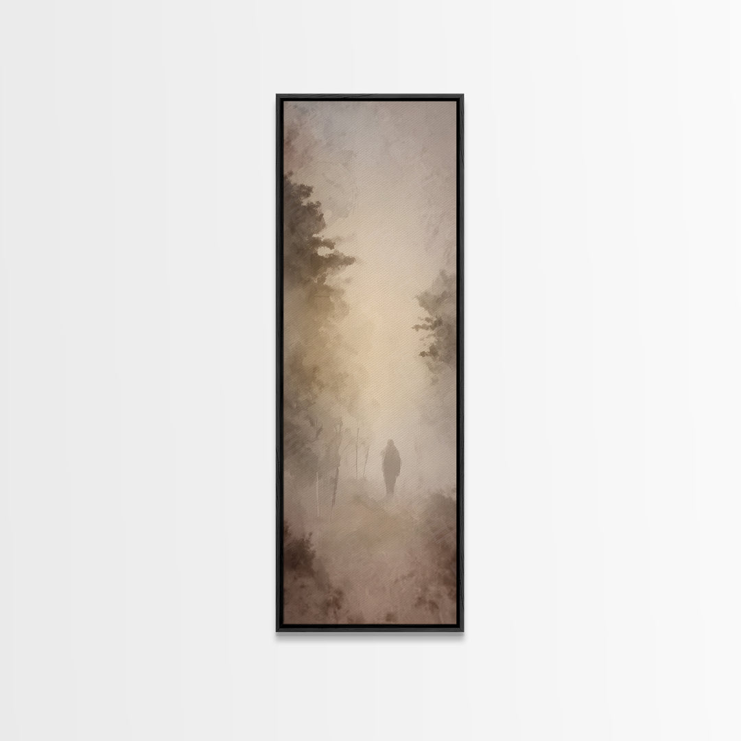 Misty Dawn Path – Framed Canvas Print – Skinny Art – Christian Wall Art – Christian Art Canvas – Jesus Painting – Modern Christian Art – Ch