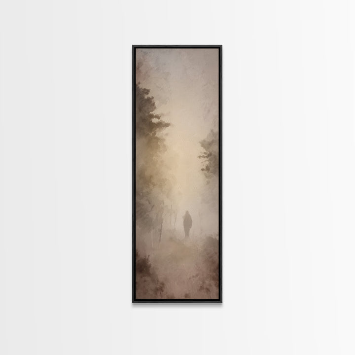 Misty Dawn Path – Framed Canvas Print – Skinny Art – Christian Wall Art – Christian Art Canvas – Jesus Painting – Modern Christian Art – Ch
