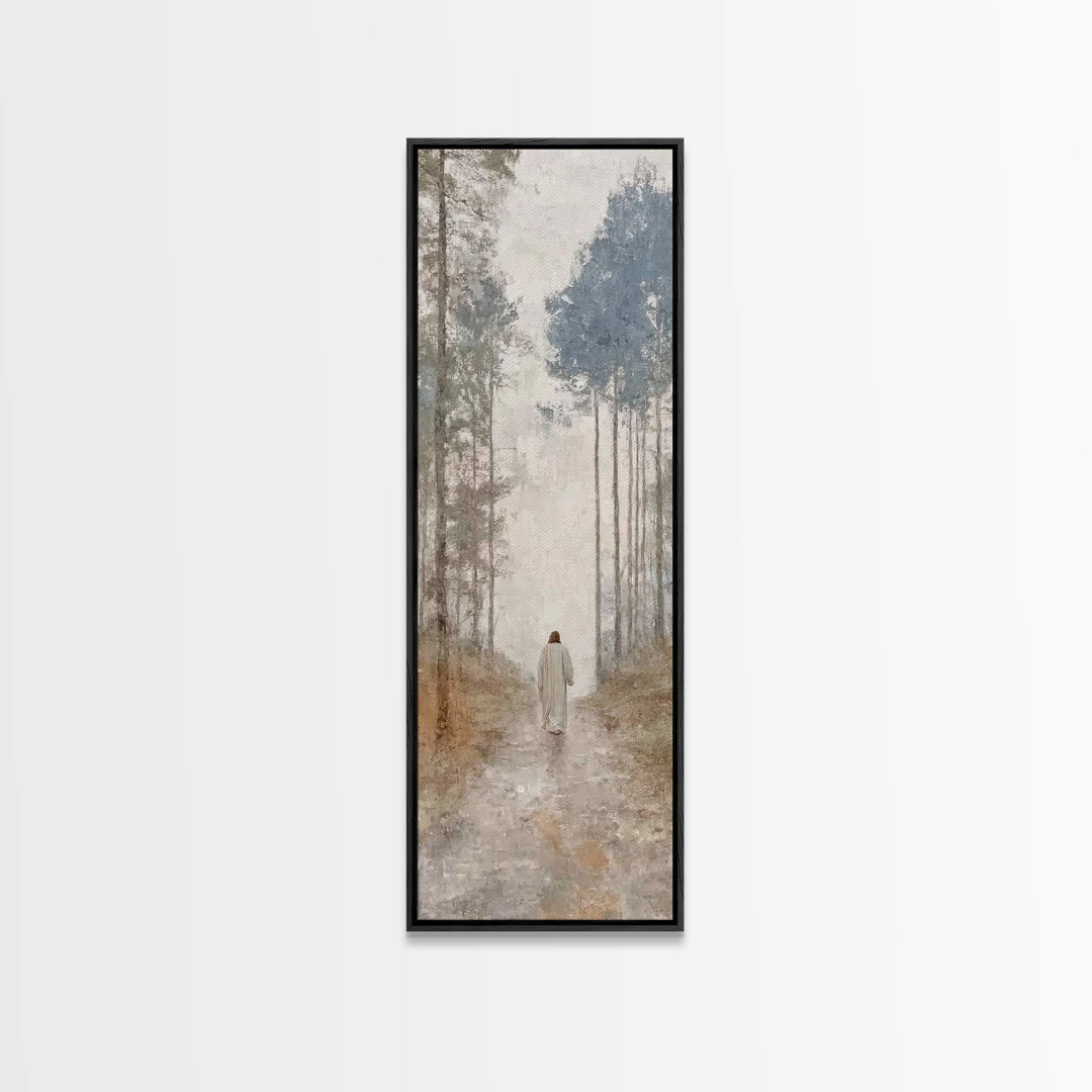 Sacred Morning Path – Framed Canvas Print – Skinny Art – Christian Art Work – Christian Painting – Jesus Painting – Modern Christian Art –