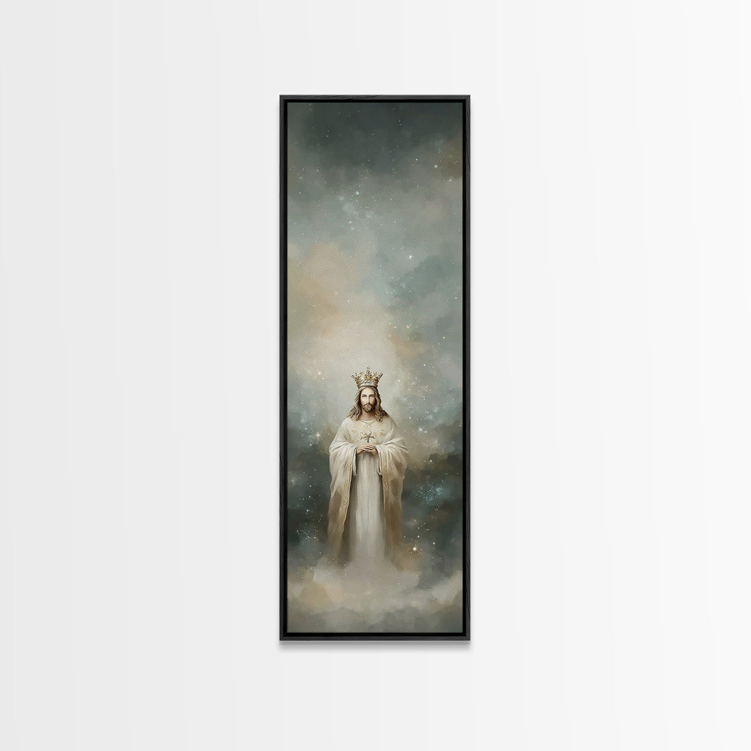 King Of Glory – Framed Canvas Print – Narrow Art – Christian Wall Art – Jesus Painting – Christian Art Canvas – Modern Christian Art – Chri