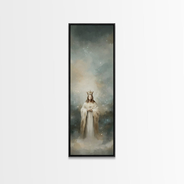King Of Glory – Framed Canvas Print – Narrow Art – Christian Wall Art – Jesus Painting – Christian Art Canvas – Modern Christian Art – Chri
