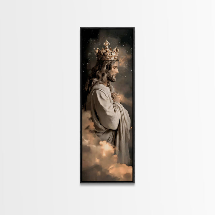 Crowned In Light – Framed Canvas Print – Tall Narrow Wall Art – Christian Art Canvas – Jesus Painting – Christian Wall Art – Christmas Art