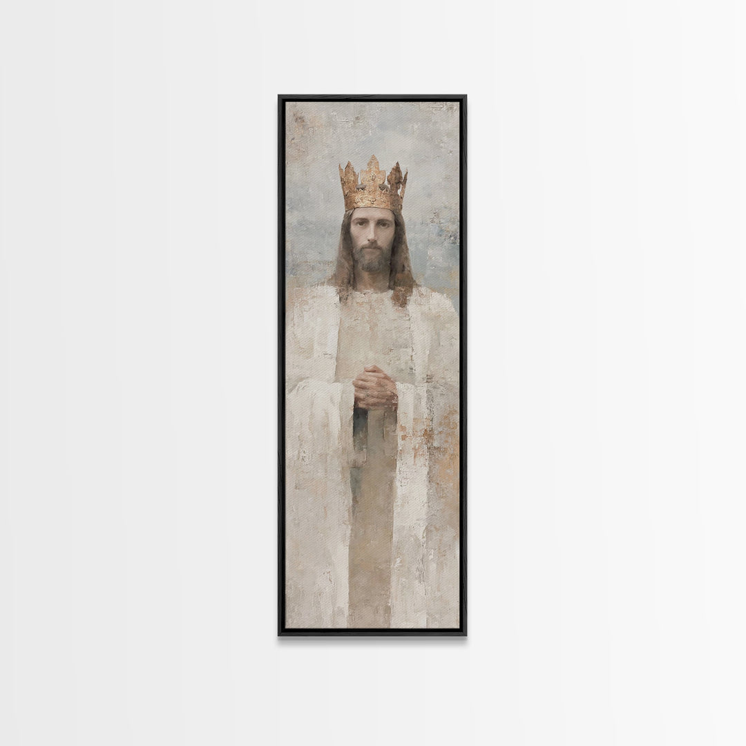 Crown Of Peace – Framed Canvas Print – Tall Skinny Art Print – Christian Wall Art – Jesus Painting – Modern Christian Art – Christmas Art