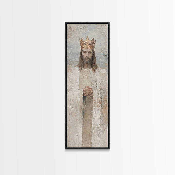 Crown Of Peace – Framed Canvas Print – Tall Skinny Art Print – Christian Wall Art – Jesus Painting – Modern Christian Art – Christmas Art