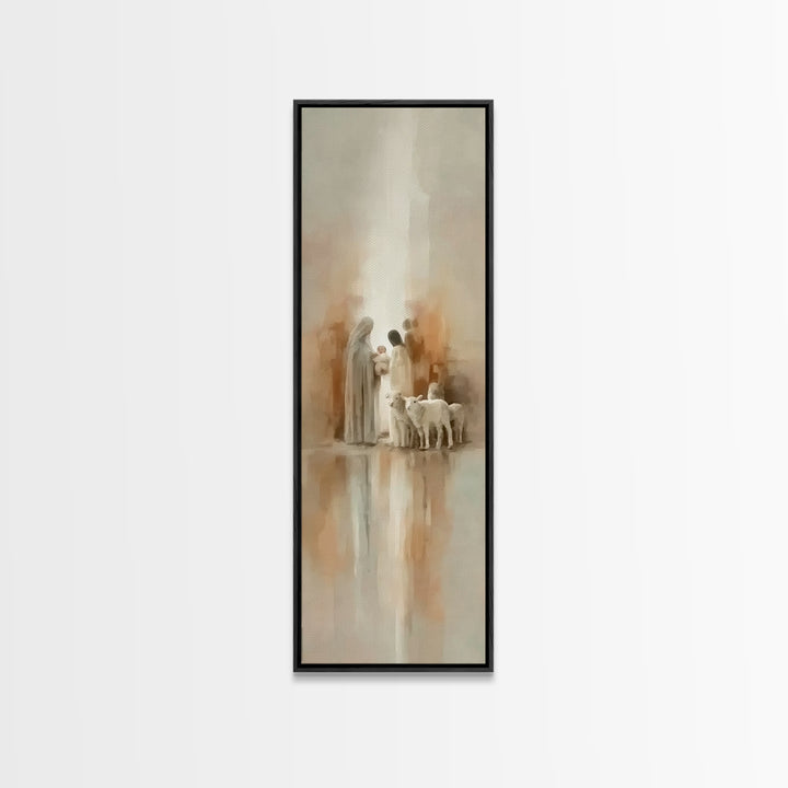Sacred Family Light – Framed Canvas Print – Tall Skinny Art Print – Christian Art Work – Christian Wall Art – Christmas Art – Modern Christ