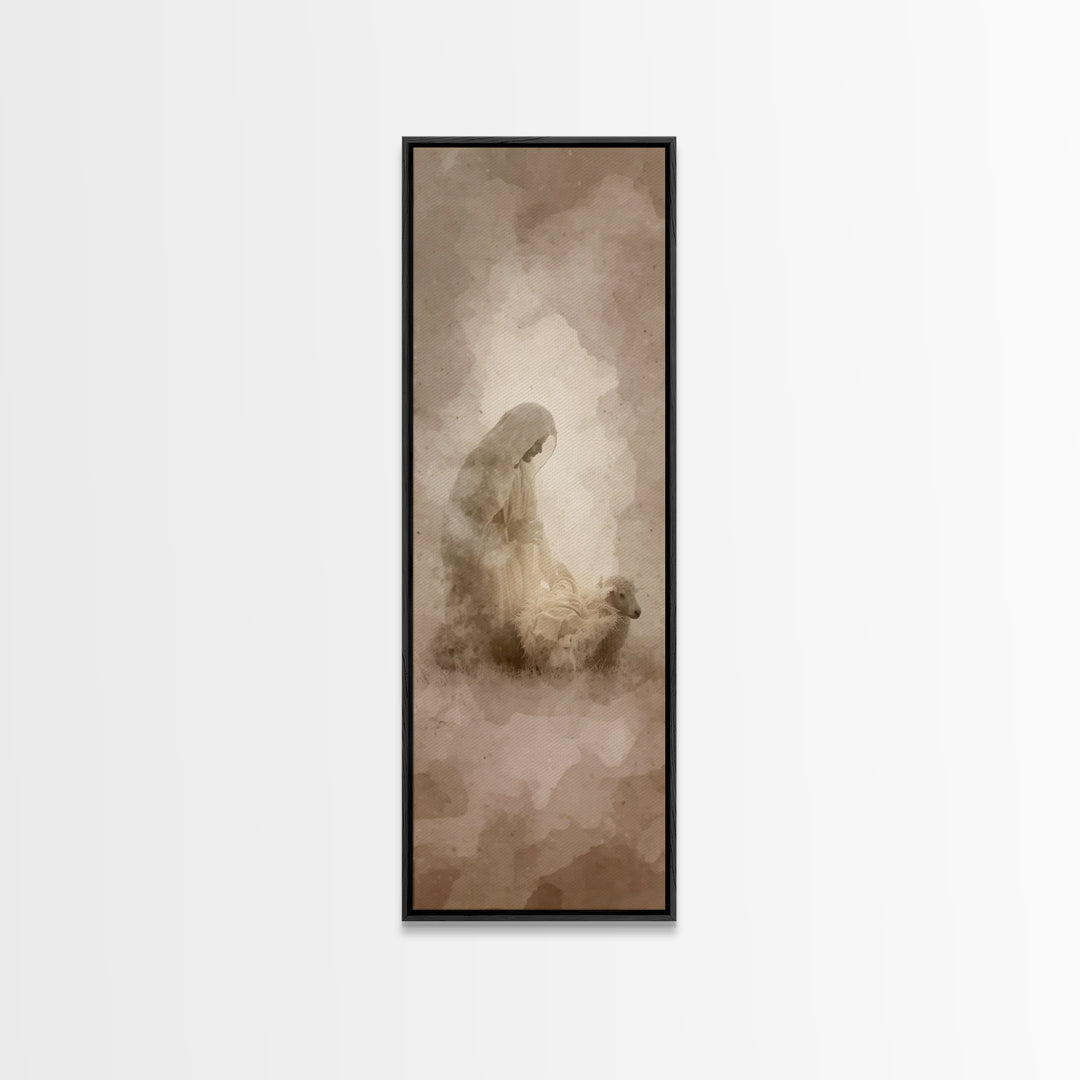 Shepherd’s Quiet Glory – Framed Canvas Print – Tall Skinny Art Print – Christian Art Canvas – Christian Wall Art – Christmas Art – Jesus Ch