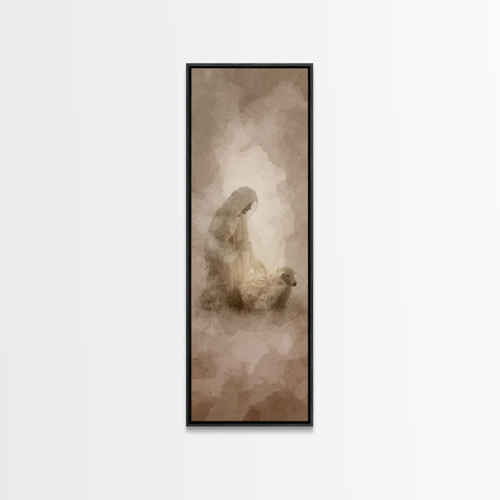 Shepherd’s Quiet Glory – Framed Canvas Print – Tall Skinny Art Print – Christian Art Canvas – Christian Wall Art – Christmas Art – Jesus Ch