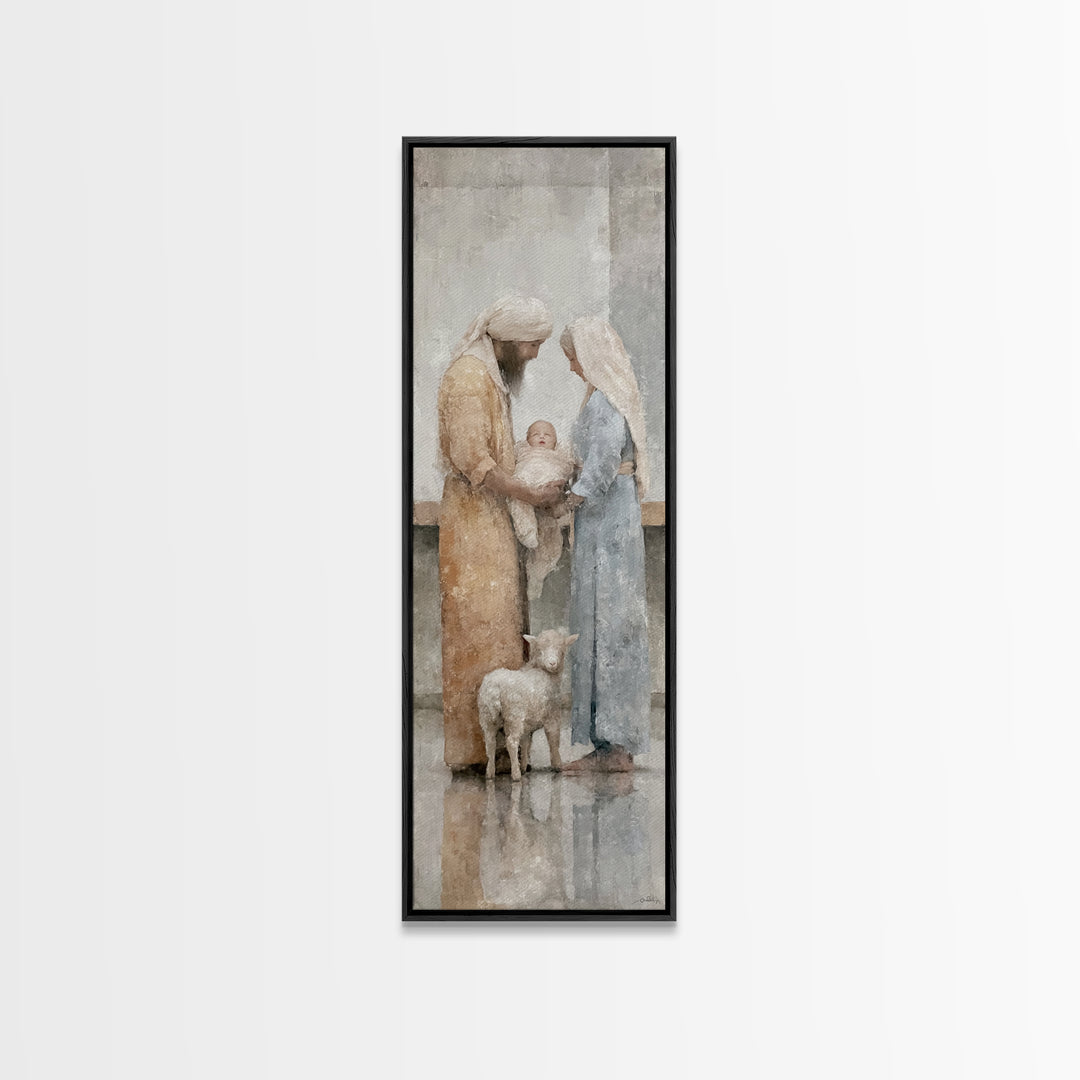 Bethlehem Dawn Light – Framed Canvas Print – Narrow Art – Christian Christmas Art – Christian Art Canvas – Christian Wall Art – Christmas C