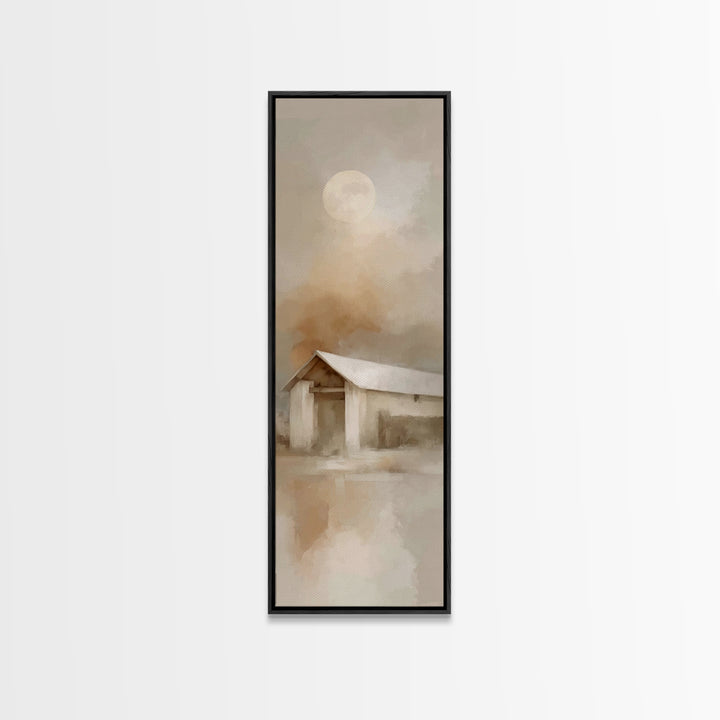 Humble Stable Moon – Framed Canvas Print – Tall Narrow Wall Art – Christmas Wall Art – Christian Christmas Art – Christian Art Canvas – Chr