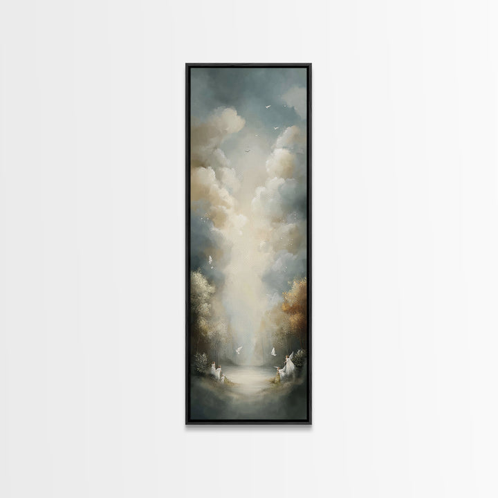 Peaceful Eden – Framed Canvas Print | Christian Decor | Christian Art Canvas | Subtle Christian Art | Tall Narrow Wall Art | Christian Wall