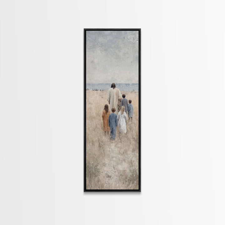 Path Of Grace – Framed Canvas Print – Tall Narrow Wall Art – Christian Wall Art – Jesus Painting – Christmas Art