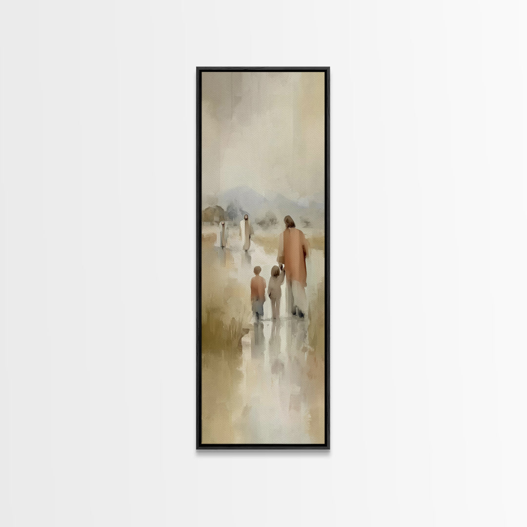 Guiding Light Trail, Framed Canvas Print, Narrow Art, Christian Wall Art, Christian Art Canvas, Jesus Painting, Christmas Art