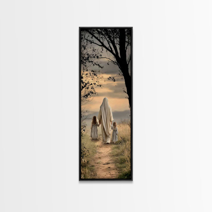 Walk In Faith – Framed Canvas Print – Skinny Art – Christian Painting – Christian Art Canvas – Jesus Art Print – Christmas Art