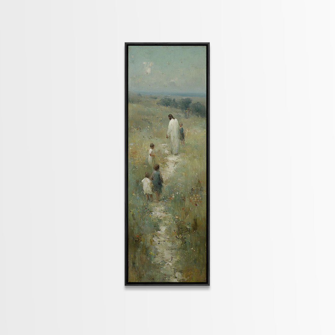 Evening Of Hope | Framed Canvas Print | Tall Narrow Wall Art | Christian Art | Jesus Painting Canvas | Christmas Art