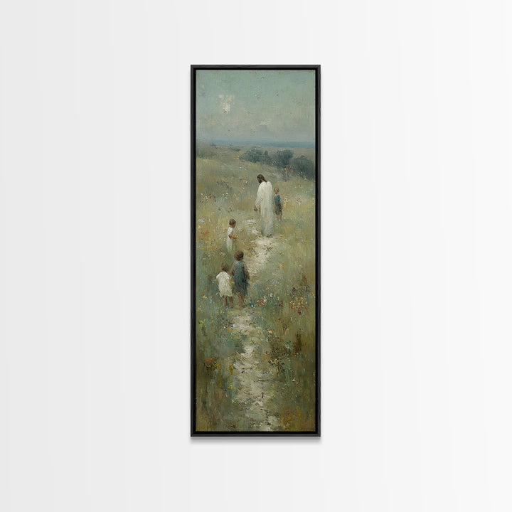 Evening Of Hope | Framed Canvas Print | Tall Narrow Wall Art | Christian Art | Jesus Painting Canvas | Christmas Art