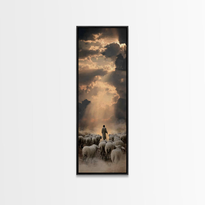 Lambs Of Heaven – Framed Canvas Print – Narrow Art – Christian Art Canvas – Jesus Painting – Christian Christmas Art