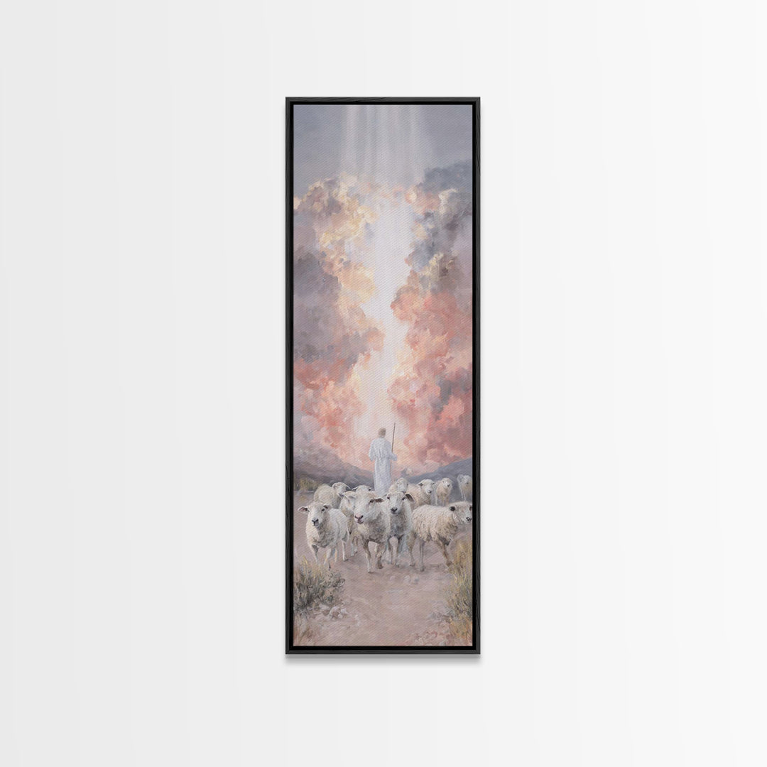 Cross Of The Clouds, Framed Canvas Print, Tall Narrow Wall Art, Christian Art, Jesus Painting, Christian Christmas Art