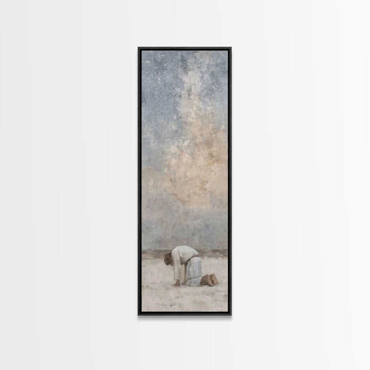 Desert Night Prayer – Framed Canvas Print – Christian Art Canvas – Jesus Painting – Christian Wall Art – Tall Narrow Wall Art – Christian A