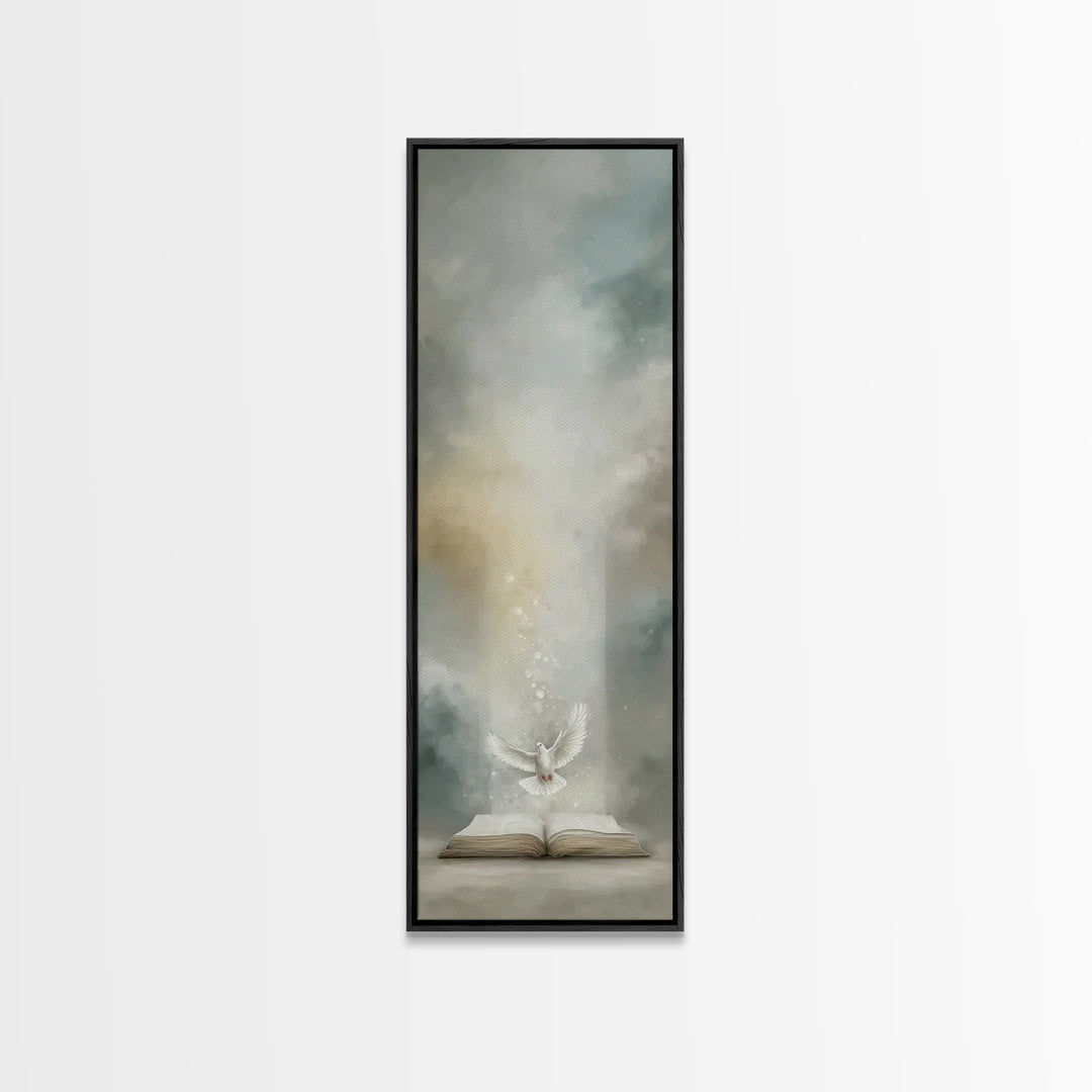 Spirit’s Living Word – Framed Canvas Print – Tall Narrow Wall Art – Christian Art Canvas – Christian Wall Art – Christian Paintings – Chris