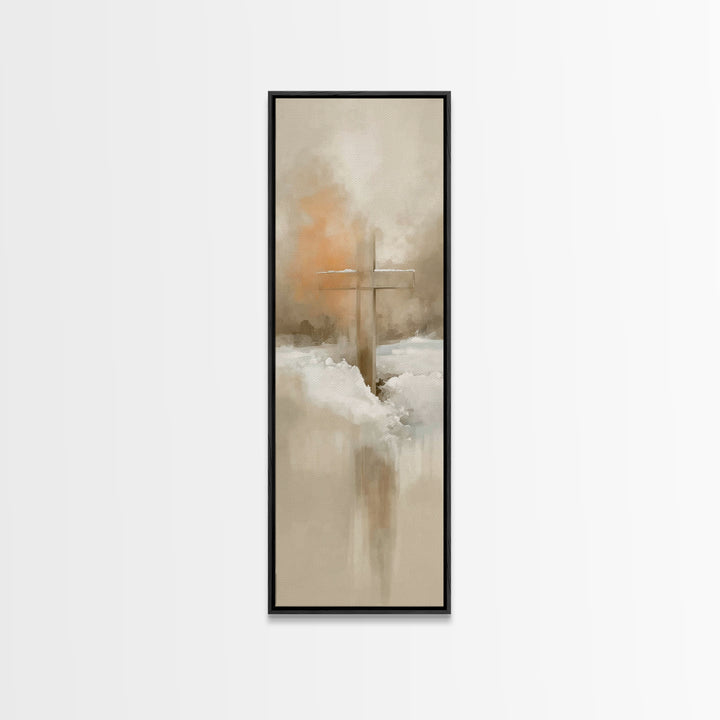 Winter Cross Glory – Framed Canvas Print – Tall Skinny Art Print – Christian Wall Art – Christian Art Canvas – Christmas Art – Christian Pa