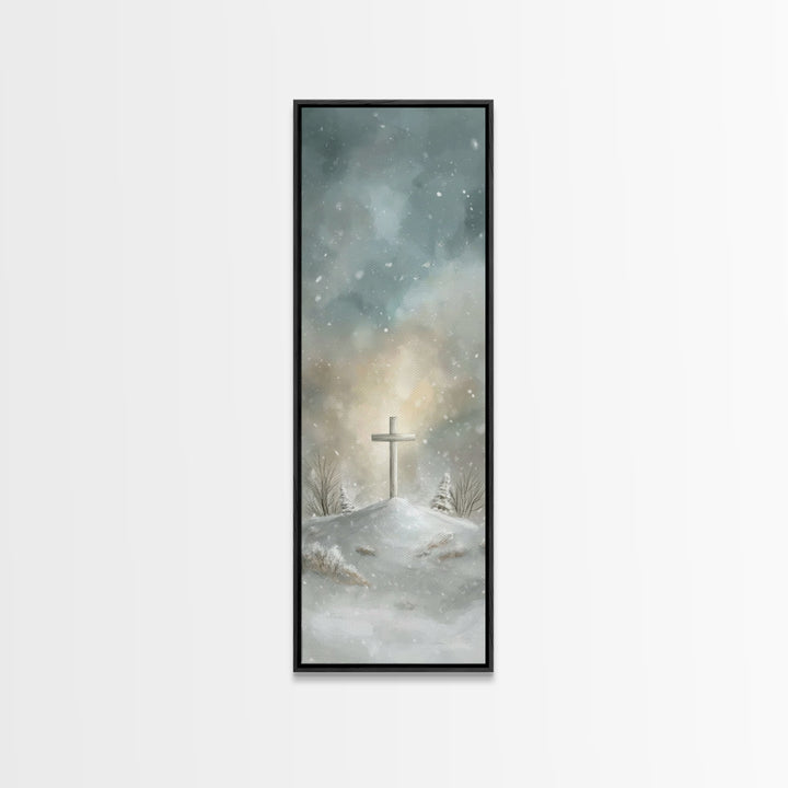 Silent Cross Hope – Framed Canvas Print – Skinny Art – Christian Art Canvas – Christian Wall Art – Christmas Art – Christian Paintings