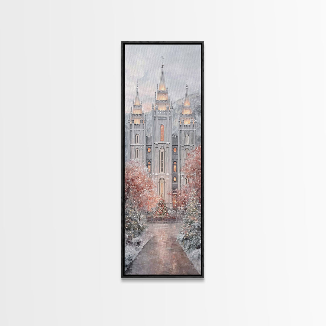 Winter Temple Light - Framed Canvas Print - Christian Wall Art - Christian Christmas Art - Narrow Art - Christian Art Canvas - Christmas De