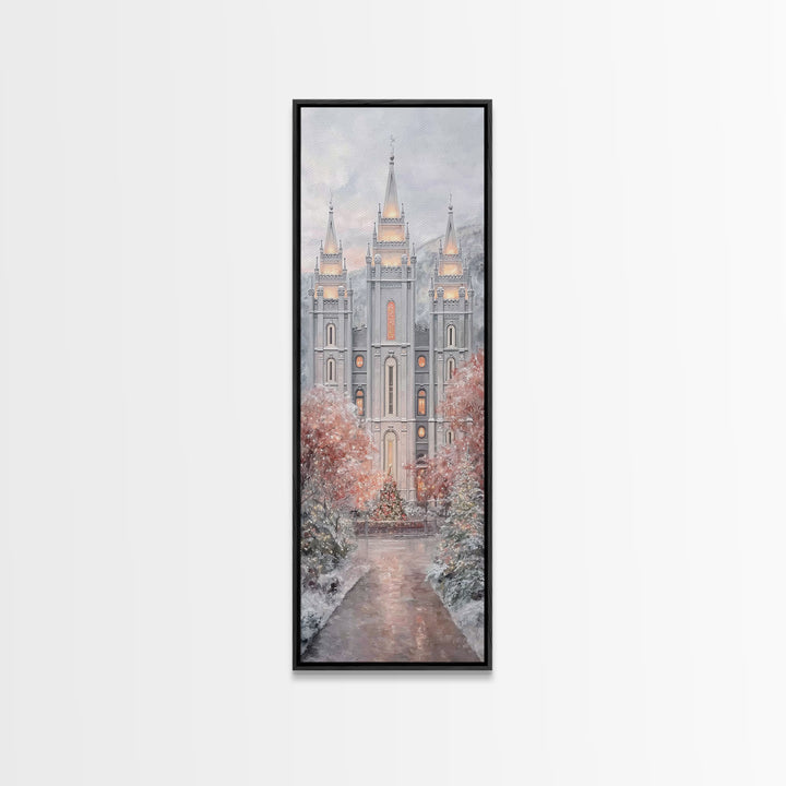 Winter Temple Light - Framed Canvas Print - Christian Wall Art - Christian Christmas Art - Narrow Art - Christian Art Canvas - Christmas De