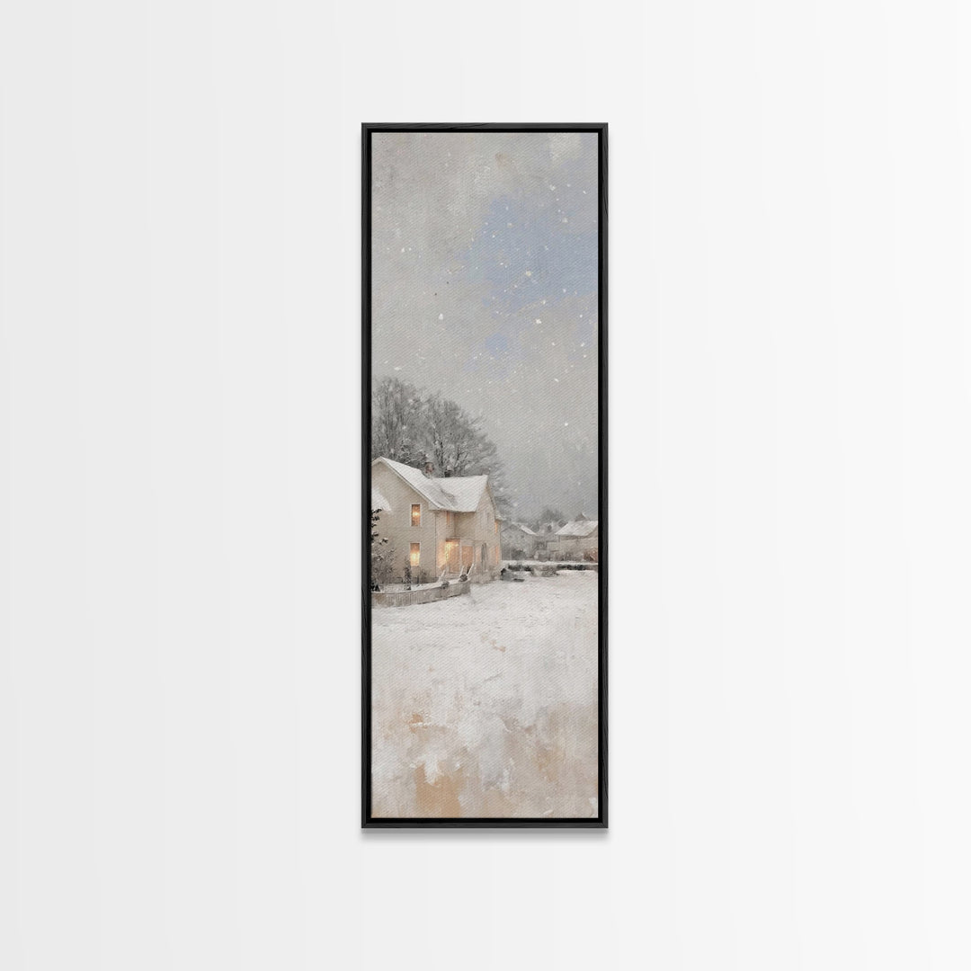 Quiet Winter Homes - Framed Canvas Print - Christian Christmas Art - Narrow Art - Christian Wall Art - Christmas Canvas Wall Art - Christia
