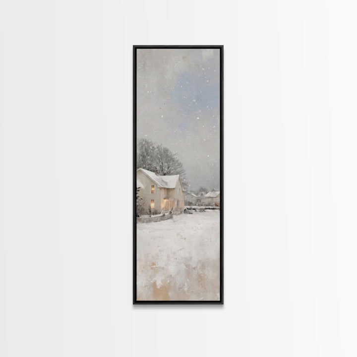 Quiet Winter Homes - Framed Canvas Print - Christian Christmas Art - Narrow Art - Christian Wall Art - Christmas Canvas Wall Art - Christia