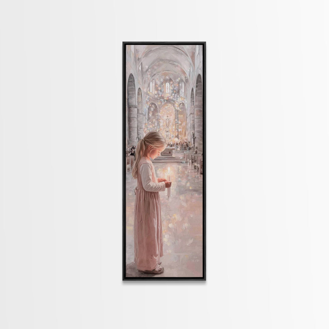 Candlelight Prayer – Framed Canvas Print – Christian Wall Art – Christian Art Canvas – Tall Narrow Wall Art – Christian Painting – Christia