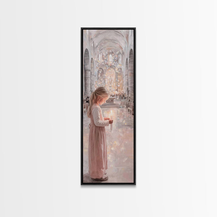 Candlelight Prayer – Framed Canvas Print – Christian Wall Art – Christian Art Canvas – Tall Narrow Wall Art – Christian Painting – Christia
