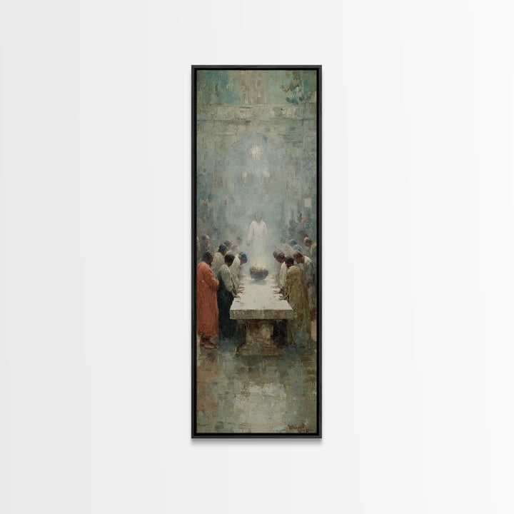Holy Supper Vision | Framed Canvas Print | Christian Art Canvas | Jesus Painting | Narrow Art | Modern Christian Art | Christian Wall Art