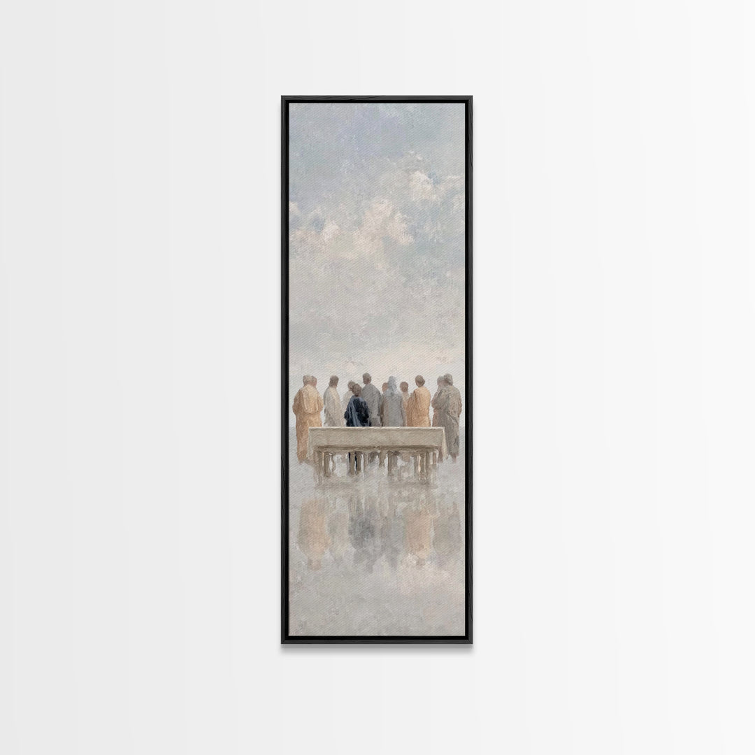 Gathered In Light – Framed Canvas Print – Christian Art Canvas – Jesus Painting – Skinny Art – Christian Wall Art – Minimalist Christian Ar