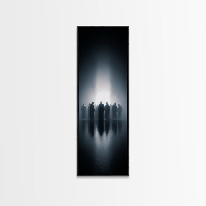 Ascension Gathering – Framed Canvas Print – Christian Art Canvas – Christian Wall Art – Tall Skinny Art Print – Jesus Painting – Modern Chr