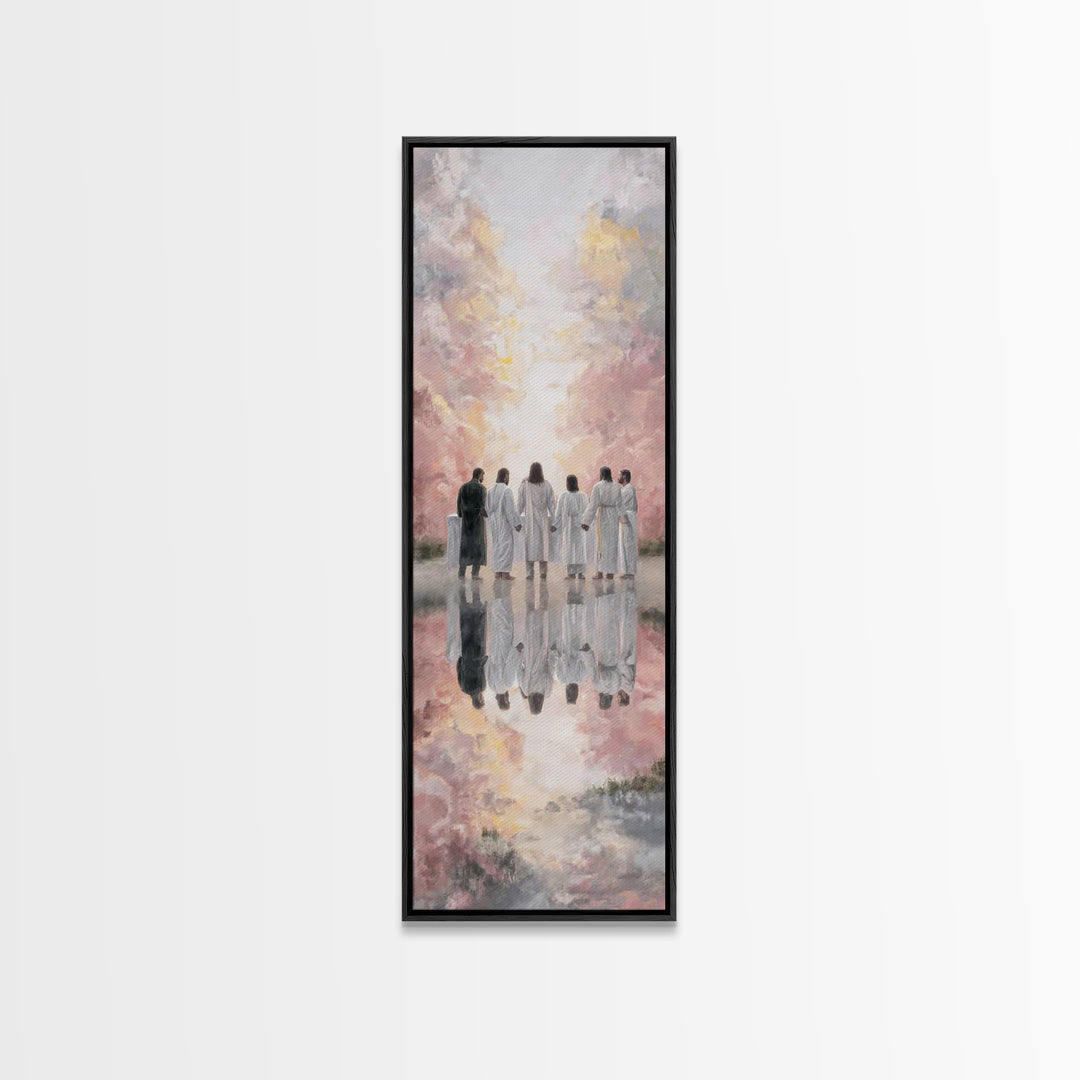 Heavenly Fellowship – Framed Canvas Print – Christian Wall Art – Christian Art Canvas – Jesus Painting – Tall Narrow Wall Art