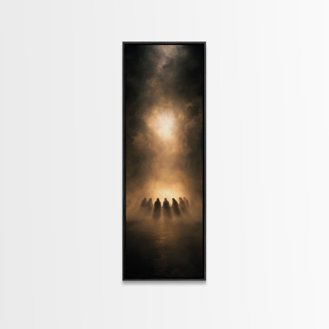 Sacred Evening Table – Framed Canvas Print – Christian Art Canvas – Jesus Painting – Christian Wall Art – Tall Skinny Art Print