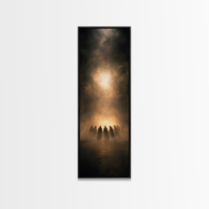 Sacred Evening Table – Framed Canvas Print – Christian Art Canvas – Jesus Painting – Christian Wall Art – Tall Skinny Art Print