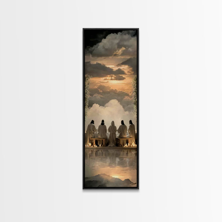 Celestial Supper Light – Framed Canvas Print – Christian Wall Art – Christian Christmas Art – Christian Art Canvas – Narrow Art