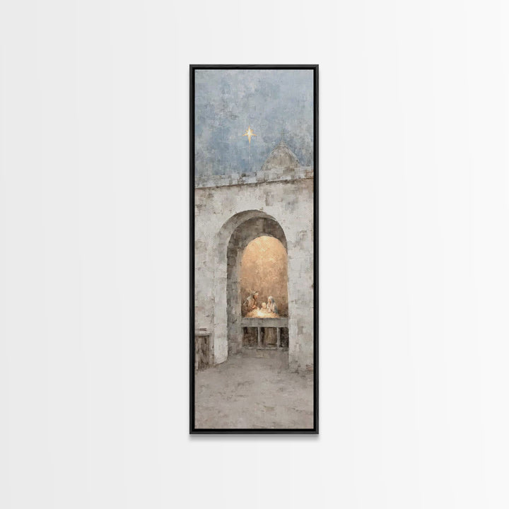 Divine Birth Star – Framed Canvas Print – Christian Wall Art – Christian Christmas Art – Christian Art Canvas – Tall Narrow Wall Art