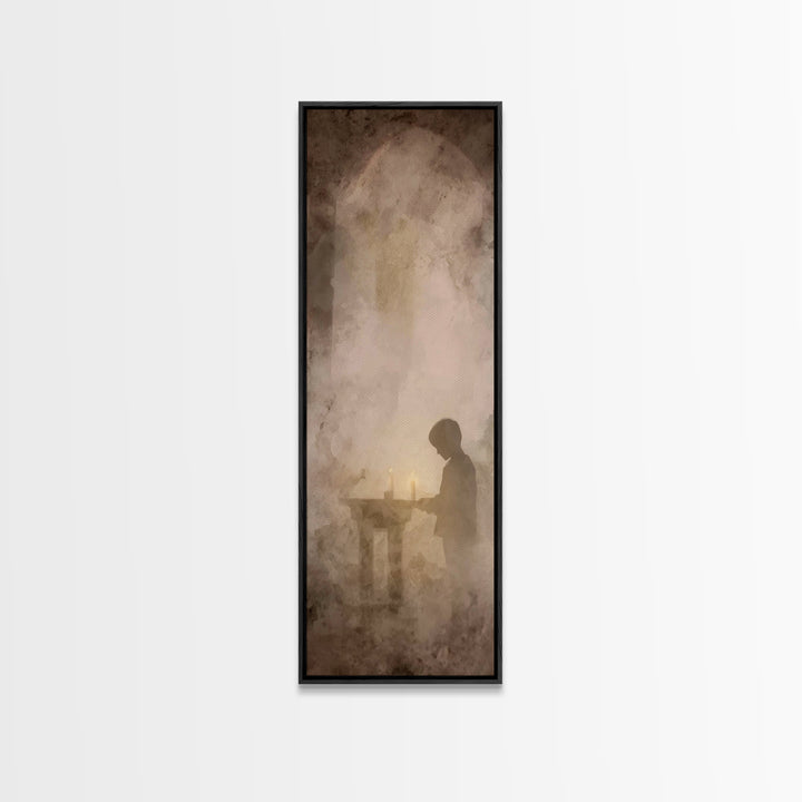 Quiet Devotion – Framed Canvas Print, Christian Art Canvas, Christian Wall Art, Narrow Art, Subtle Christian Art, Christian Painting