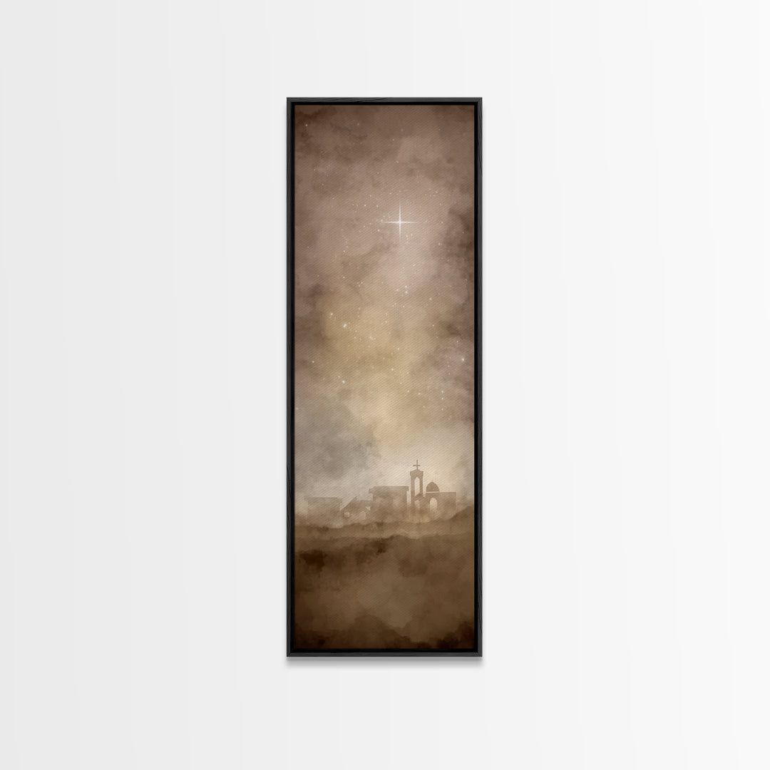 The Guiding Star – Framed Canvas Print – Tall Narrow Wall Art – Christian Wall Art – Christian Art Canvas – Christmas Art – Christian Decor