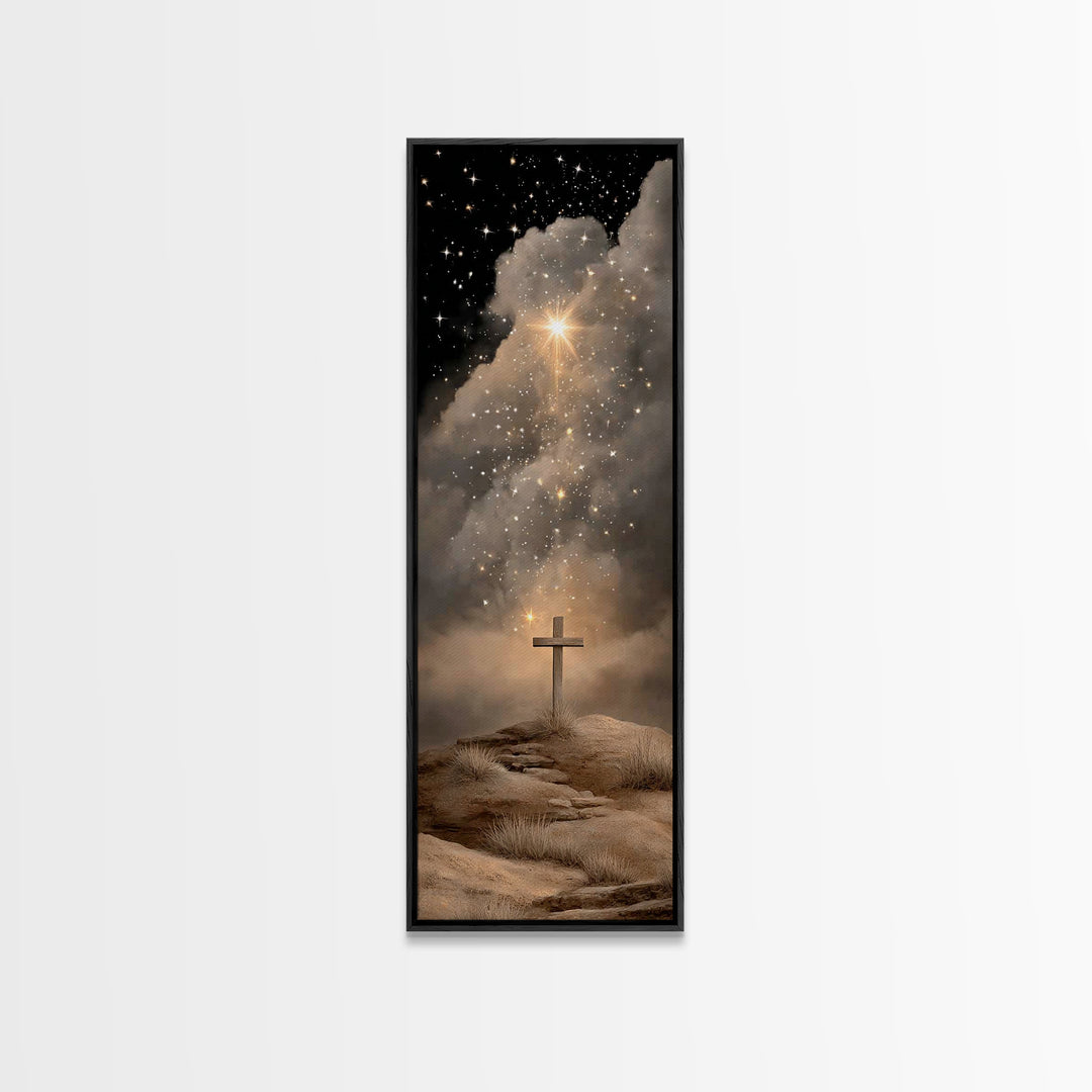 Cross Of Hope – Framed Canvas Print – Skinny Art – Christian Art Canvas – Christian Christmas Art – Jesus Painting – Christian Wall Art