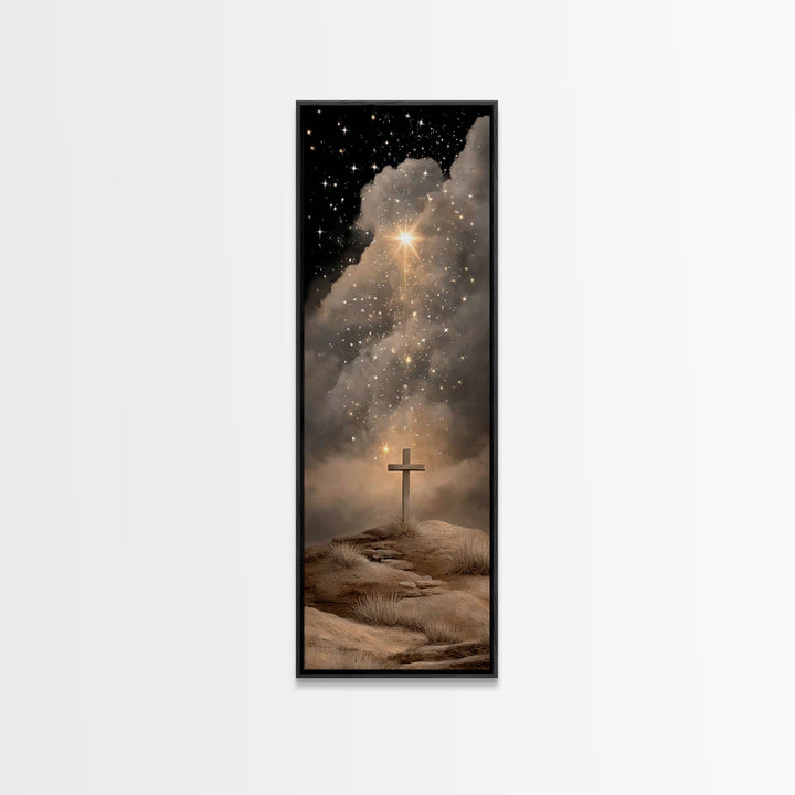Cross Of Hope – Framed Canvas Print – Skinny Art – Christian Art Canvas – Christian Christmas Art – Jesus Painting – Christian Wall Art