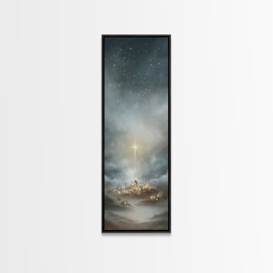 Bethlehem Light – Framed Canvas Print – Narrow Art – Christian Wall Art – Christmas Canvas Wall Art – Christian Art – Christian Christmas D